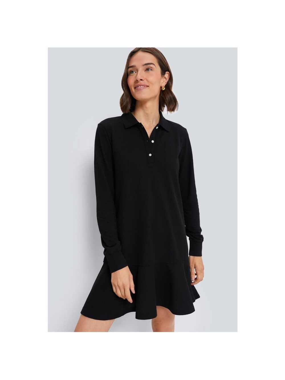 Tuckernuck Black Long-Sleeve Polo Mini Dress